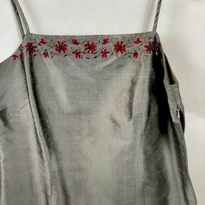 Silk embroidered tank